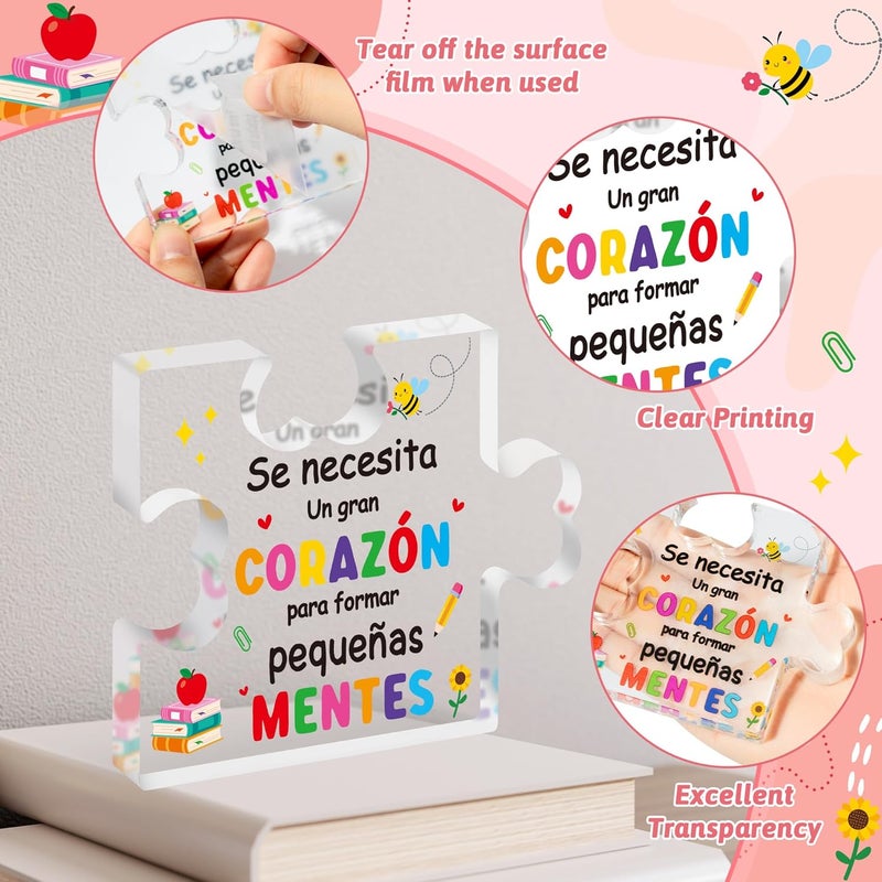 Yopyame Spanish Teacher Appreciation Gifts - Regalos para Maestra Acrylic Gift for Teacher Thank You Gifts for Teacher from Student End of Year Graduation Christmas Birthday Keepsake Gift for Teachers - Image 3